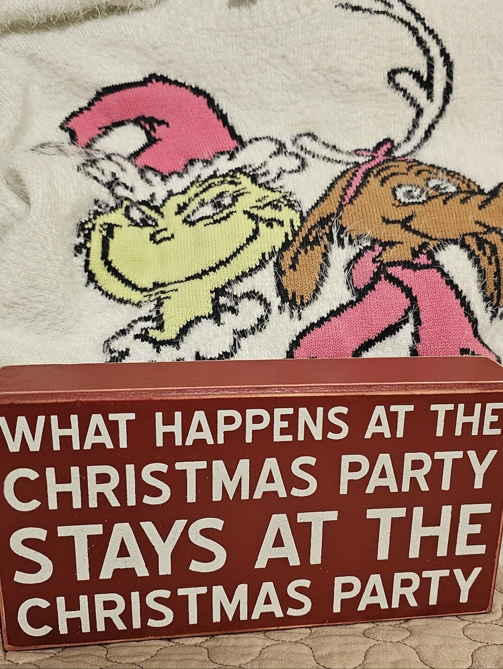 Christmas Party Decorative Sign in Red and White